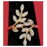 Sz 6 14K Gold & Diamond Ring 3.2 Grams