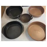 (4) Round Baking Pans, 2 are New, Plus a Iron