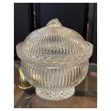 Crystal Acorn Pattern Covered Candy Dish 8"x 5.5"