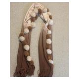 Lght To Dark Brown Ombré Scarf with Fluffy Pom