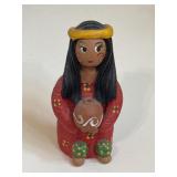 VTG Hand Painted American Indian 4" Chief Woman