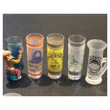 (5) Tall Souvenir Shot Glasses 4"