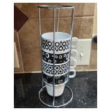 Set of Four Black-and-White Stackable