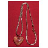 Red and Gold Foil Heart Pendant Necklace