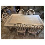 Wood & Tile Breakfast Table w/5 Chairs