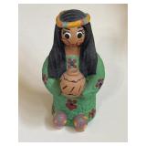 VTG Hand Painted American Indian 4" Chief Woman
