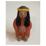 VTG Hand Painted American Indian 4" Chief Woman