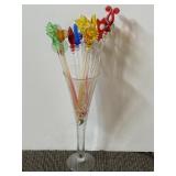 Assorted Glass Swizzle Sticks Plastic