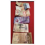 Banknotes from Hong Kong, Lebanon, Columbia,