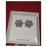Pr of Silver-tone Flower Stud Earrings