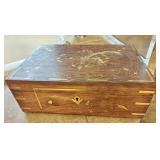 VTG Wooden Jewelry Box w/ Key