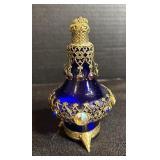Mid--Century Cobalt Blue Glass and Brass