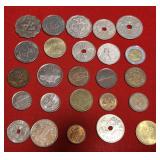 (25) Coins from Denmark, China Singapore, Norway