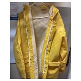 Sz L PVC Polyester Hooded Rain Jacket