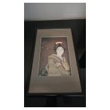 Japanese Oshie 3D Shadow Box Ft Geisha Girl 13"×8"
