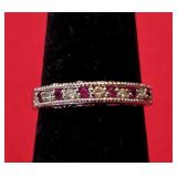 Sz 5.5 14K White Gold Ruby and Diamond