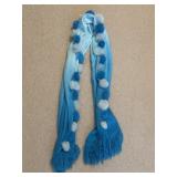 Lght To Dark Blue Ombré Scarf with Fluffy Pom