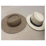 (3) Woven Straw Fedora Style Hat & Woven Sun Hat