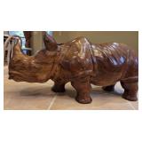 Hand-carved Natural Hard Wood Rhinoceros