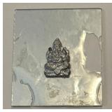 Small Silver Colored Seated Lord Ganesha Idol on