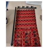 (4) Burgundy, Tan & Red Geometric Patterned