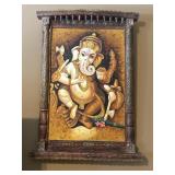 VTG Handmade Indian Deity Ganesha Painting Wall
