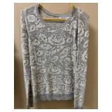 Sz S Yessica White & Gray Knit Sweater