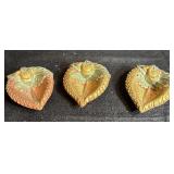 Set of (3) Handmade Terracotta Leaf Diyas