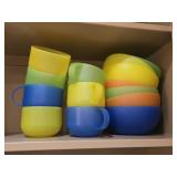 (7) Large Plastic Bowls & (7) Small Handled Bowls