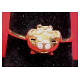 Sz 6.5 18K Gold & Diamond Pig Ring