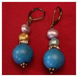 Handcrafted Dangle Earrings with Blue
