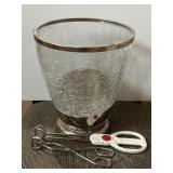 Crackle Glass Ice Bucket/ Wine Cooler Silver
