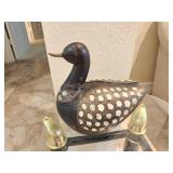 Handcrafted wooden duck figurine w/ mother of
