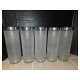 (5) 11"×4" Frosted Glass Cannisters w/Screw Tops