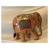 3" Wooden Handmade Elephant, Hand Painted,