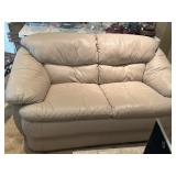Almond Beige Leather Love Seat 61"x38"x30"