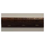 Wooden Coffin Incense Burner with Carved Side