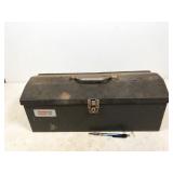 metal tool box with tools