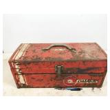 metal tool box with tools
