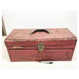 metal tool box with tools