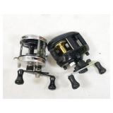 pair of reels: Abu Garcia 5500C & Quantun 5.1