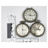 3pc VINTAGE Westclox pocket watches,