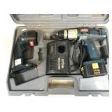 Ryobi cordless tool set with charger in case,