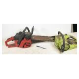 pair chainsaws: green one has sripped out spark