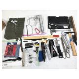 assorted tools and micrometers