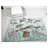 tile: 6pc painted mural tiles 8"x8" each & 14pc