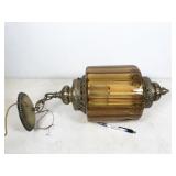 VINTAGE amber hanging light, +/-18.5" tall, not