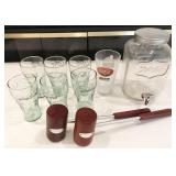 Coca-Cola glasses, beverage dispenser,