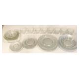 glass dinnerware: 4 place settings, 4 extra cups