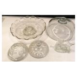 assorted glassware, glass bird figurine